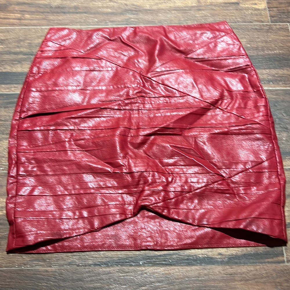 Zara red leather mini skirt